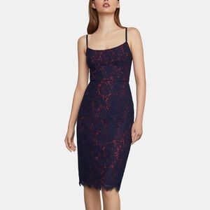 BCBGMaxAzria Lace Dress Navy Blue Red Sz 8 NWT
